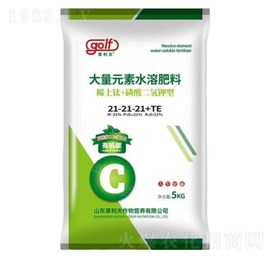 稀土鈦+磷酸二氫鉀型大量元素水溶肥料21-21-21+TE-果利夫